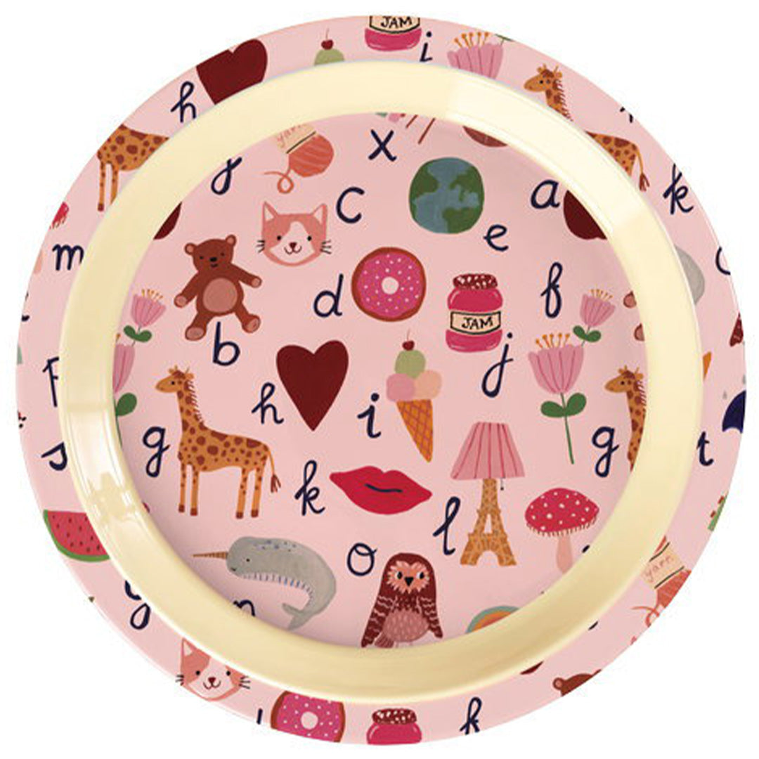 rice kinderbord abc - pink - Ø22 cm | KILPL-ABCI | 