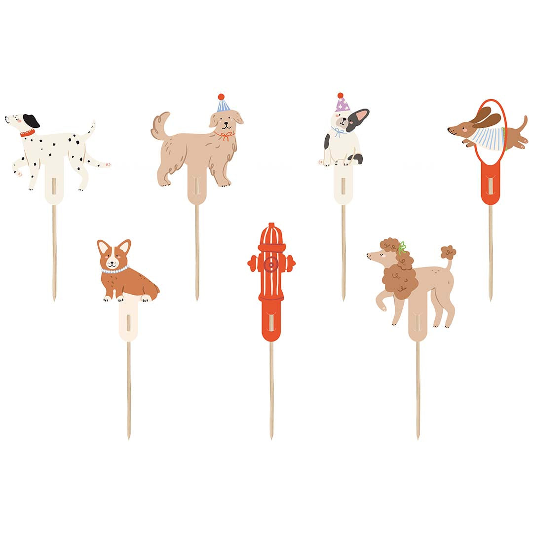 partydeco taartversiering - honden - 7st | KPM38 | 1