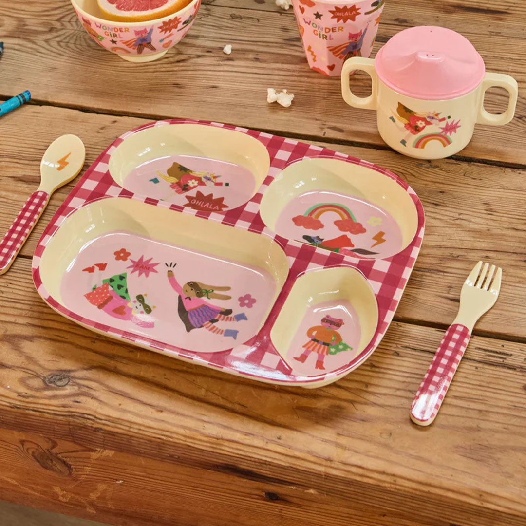 rice vaisselle pour enfants hero - rose - 4 pcs