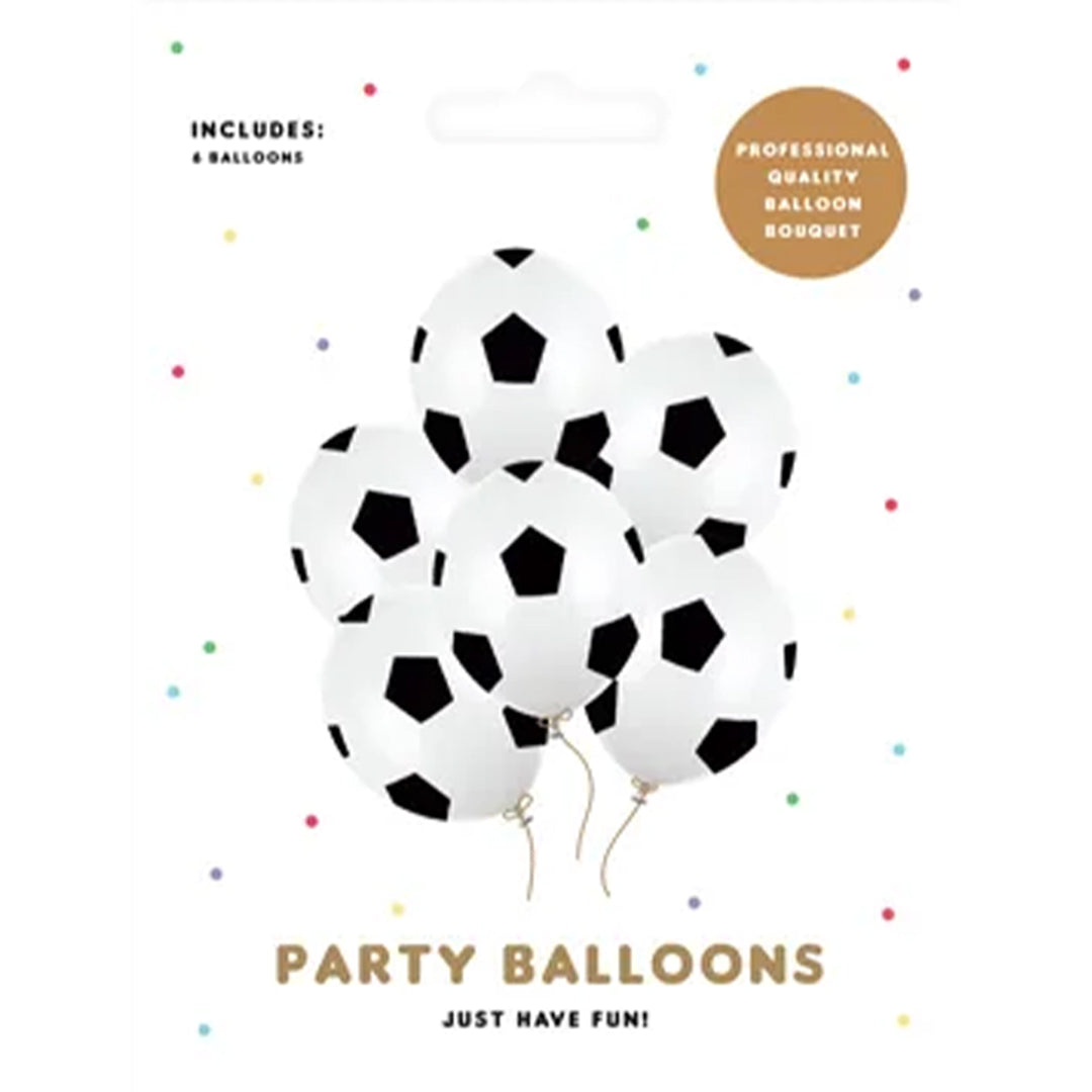 partydeco ballonnen voetbal - 30 cm - 6st | SB14P-299-008B-6 | 4
