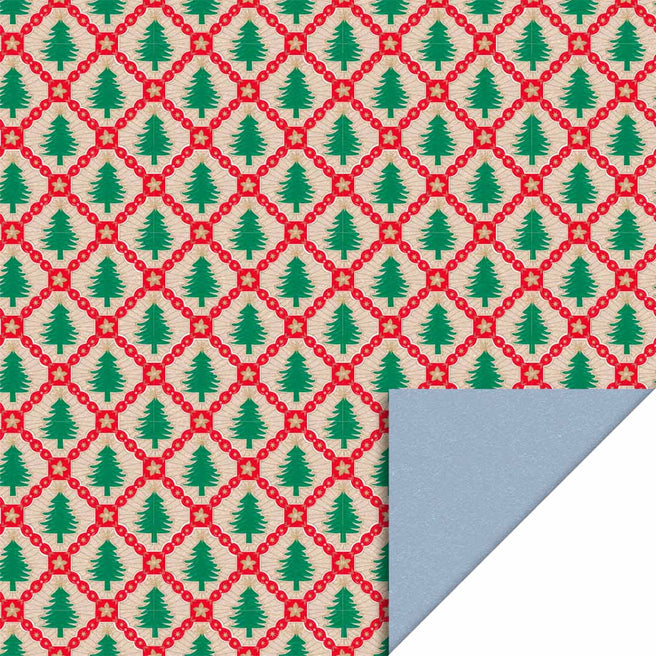 P34.299.070 | house of products inpakpapier kerstmis tree check red - blue - 3 m