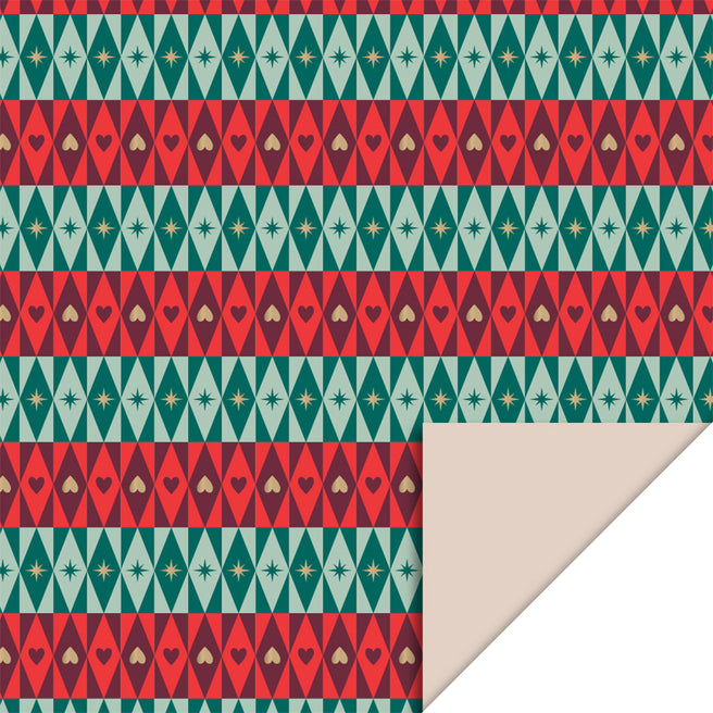 P34.304.070 | house of products inpakpapier kerstmis festive green - beige - 3 m