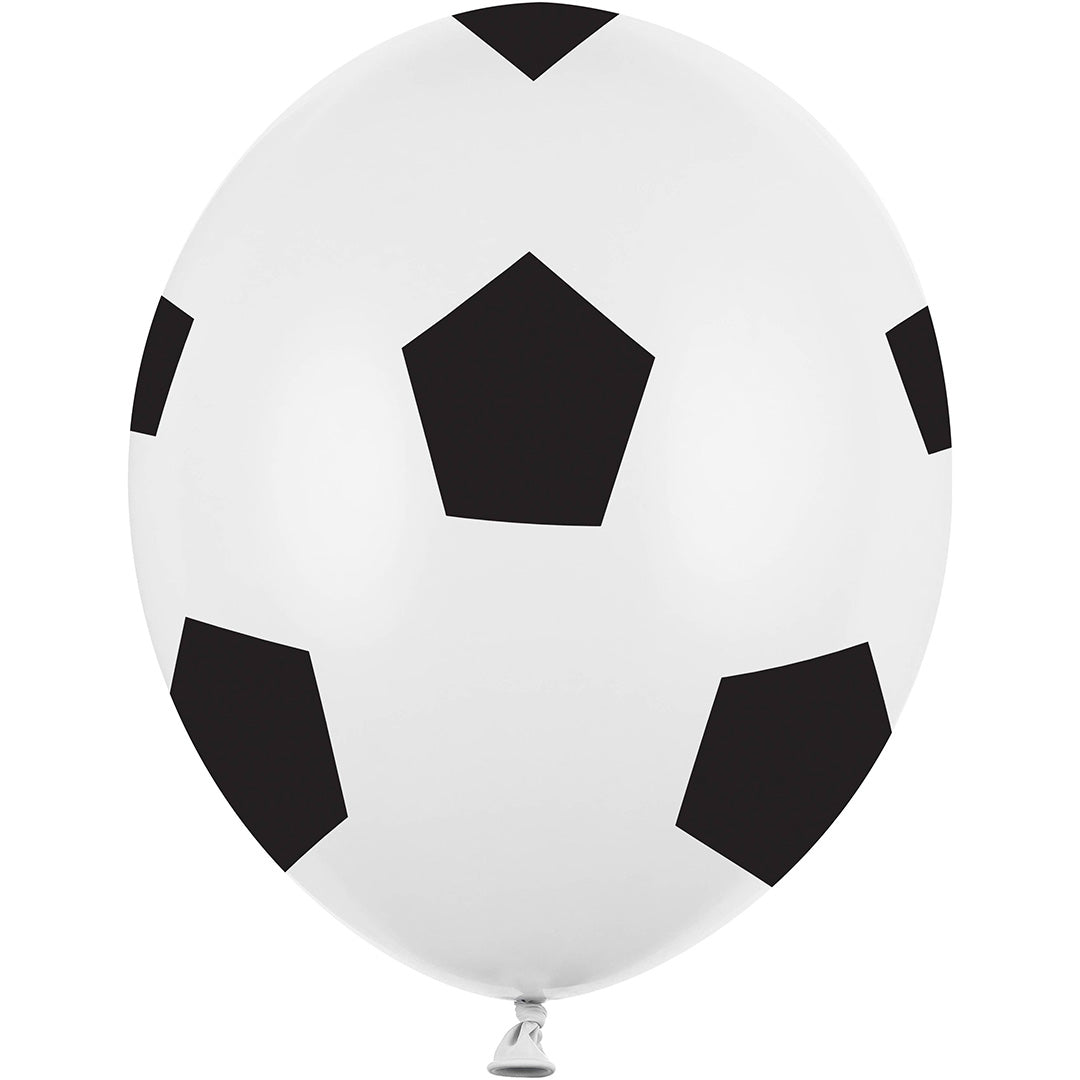 partydeco ballonnen voetbal - 30 cm - 6st | SB14P-299-008B-6 | 1