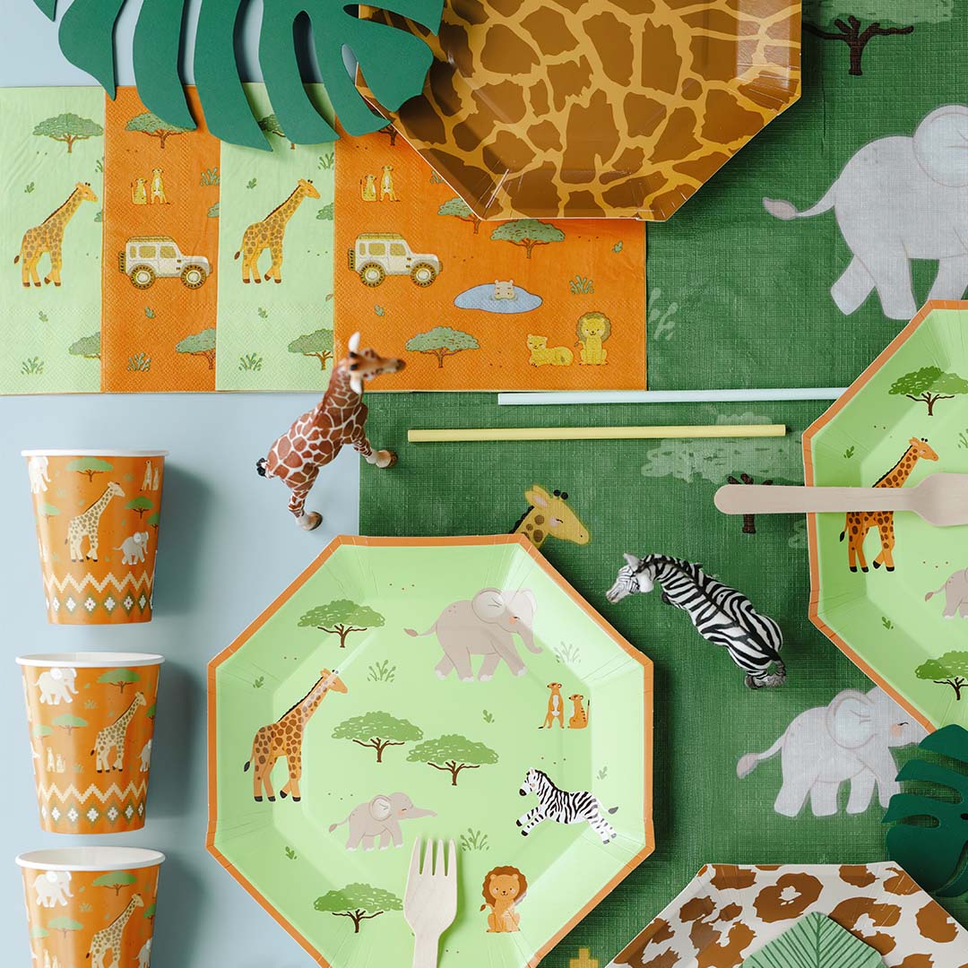 partydeco servetten safari - groen oranje - 12st | SP33-116 | 2