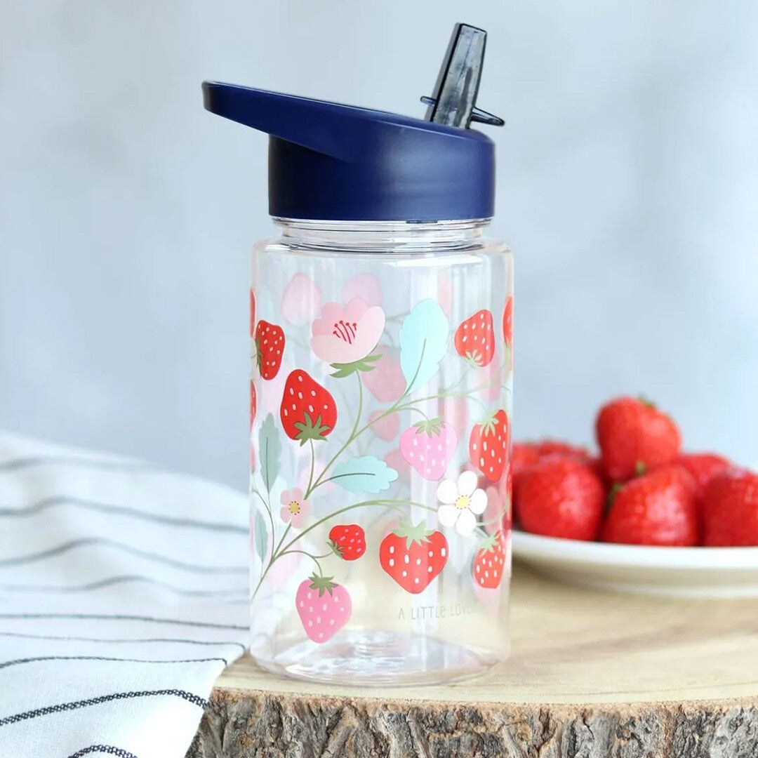 a little lovely company drinkfles met rietje - aardbeien - 450ml | DBSTBU64 | 2