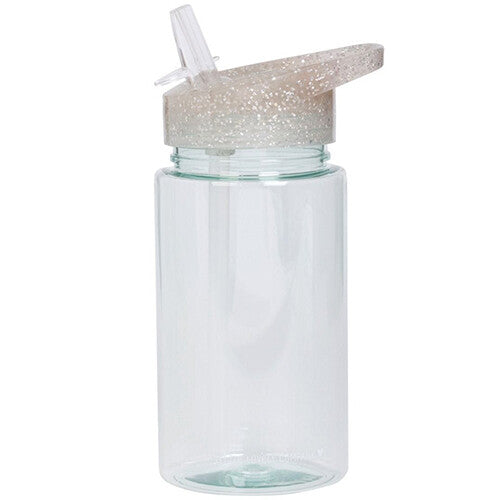 a little lovely company drinkfles met rietje - glitter zilver - 450ml | DBGLSI31 | 0