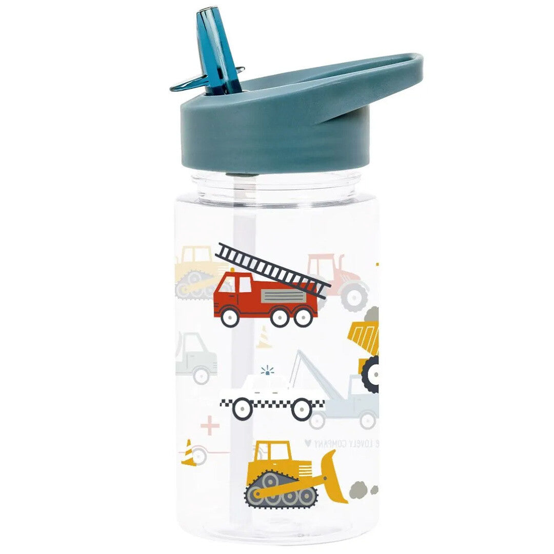 a little lovely company drinkfles met rietje - voertuigen - 450ml | DBVEBU62 | 1