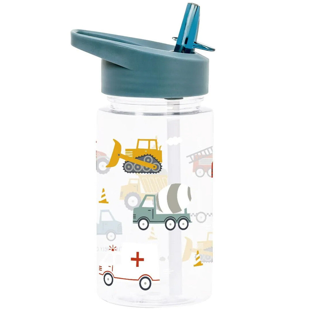 a little lovely company drinkfles met rietje - voertuigen - 450ml | DBVEBU62 | 2
