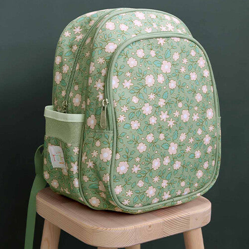 a little lovely company rugzak met koelvak - bloemen - sage - 32 cm | BPBLSA54 | 3