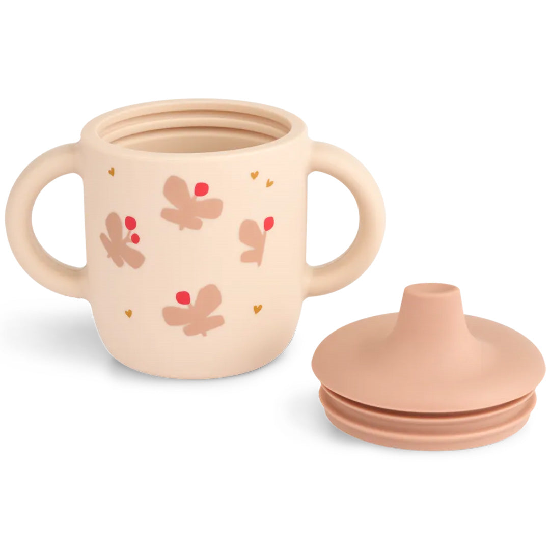 liewood tasse à bec en silicone neil - papillon - apple blossom