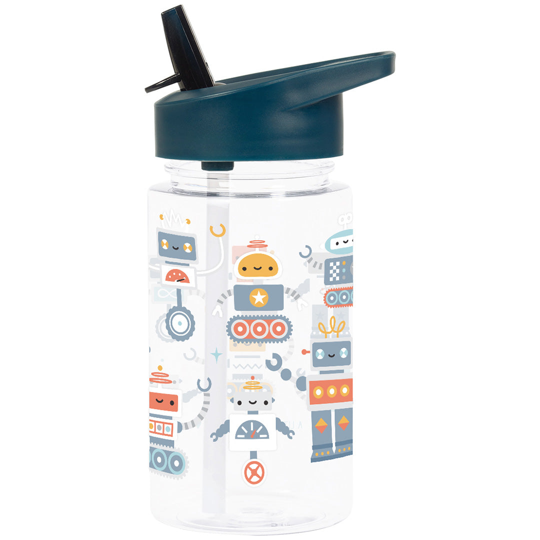 a little lovely company drinkfles met rietje - robots - 450 ml | DBROBU95 | 1