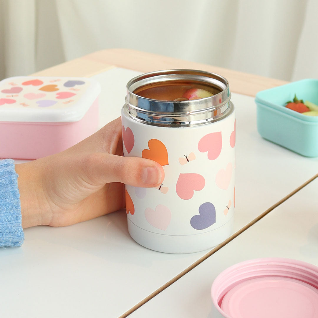 a little lovely company rvs voedselpot thermos - hartjes | SSFJHE05 | 6