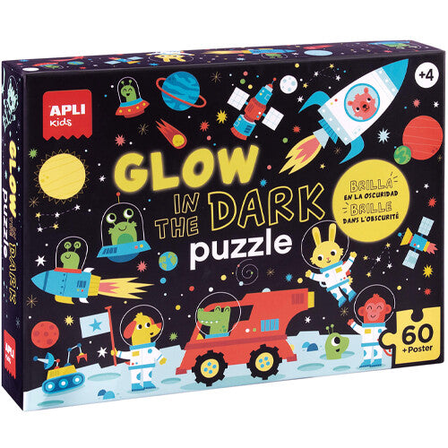 apli kids puzzel glow in the dark + poster - ruimte - 60st | 32018813 | 0