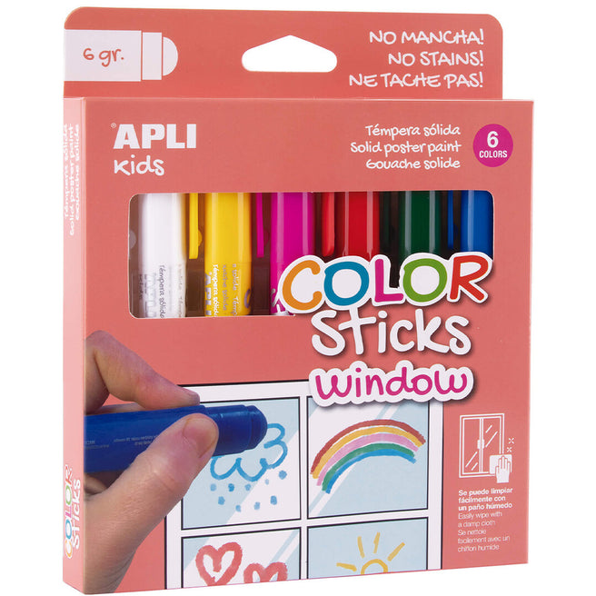 apli kids verfstiften voor op glas - 6st | 32019363 | 0