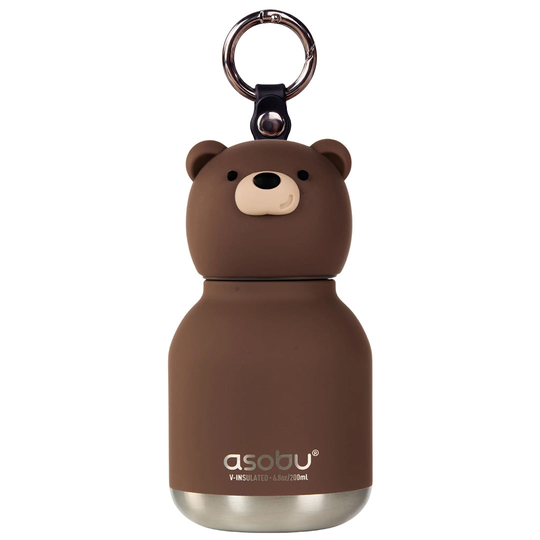 asobu rvs drinkfles mini besties - beer - 200 ml | IBV44-BROWN-BEAR | 