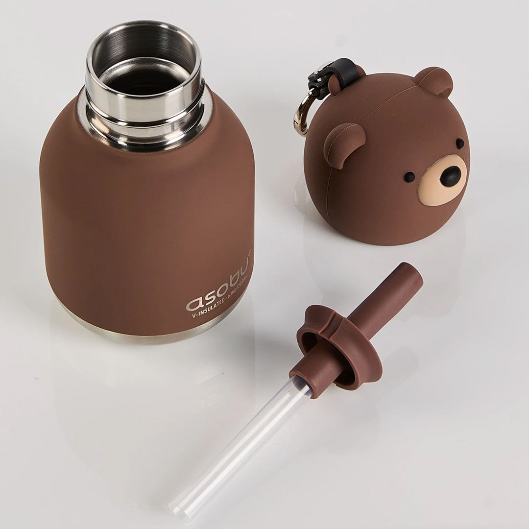 asobu rvs drinkfles mini besties - beer - 200 ml | IBV44-BROWN-BEAR | 3