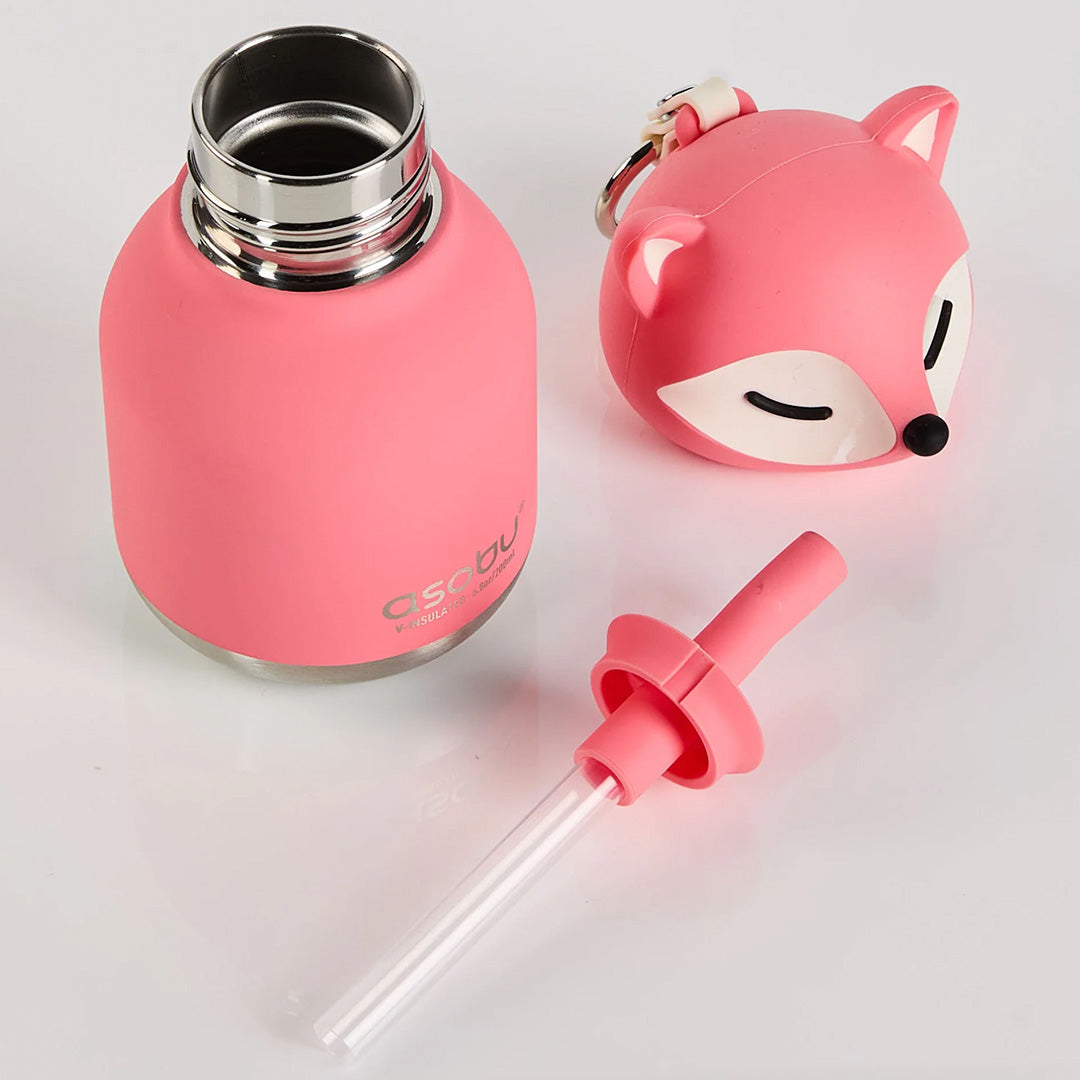 asobu rvs drinkfles mini besties - vos -  200 ml | IBV44-PINK-FOX | 3