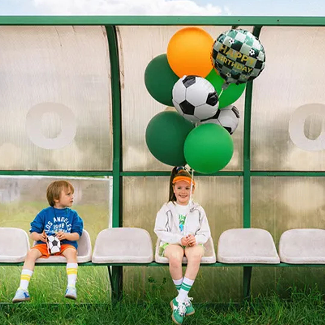 partydeco ballon en aluminium happy birthday - football - 35 cm