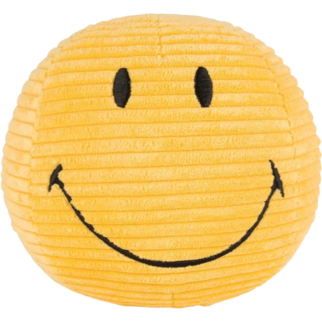 bon ton toys knuffelbal smiley eco corduroy - geel - Ø13 cm | 35.013.200 | 