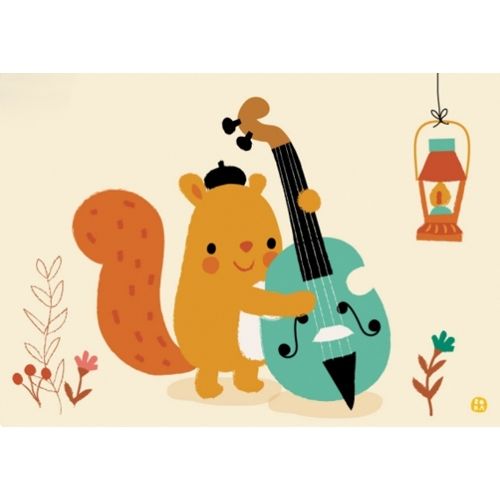 by bora ansichtkaart - eekhoorn basgitaar | PCPM03 | 0
