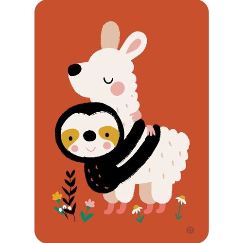 by bora ansichtkaart - lama en luiaard | PCPM08 | 0