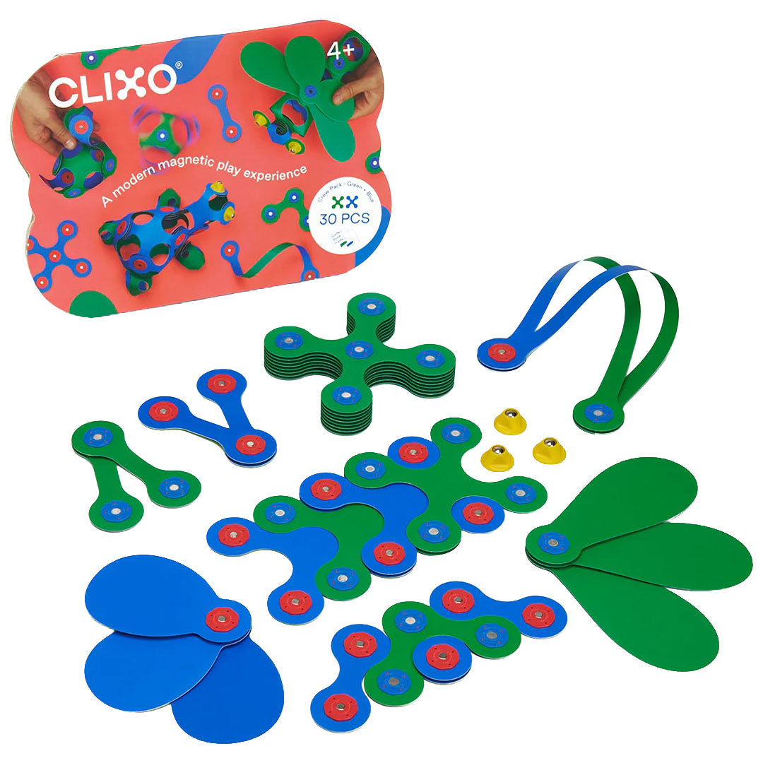 clixo magnetische bouwset crew - blauw groen - 30-delig | CL-CREW-BG-1 | 
