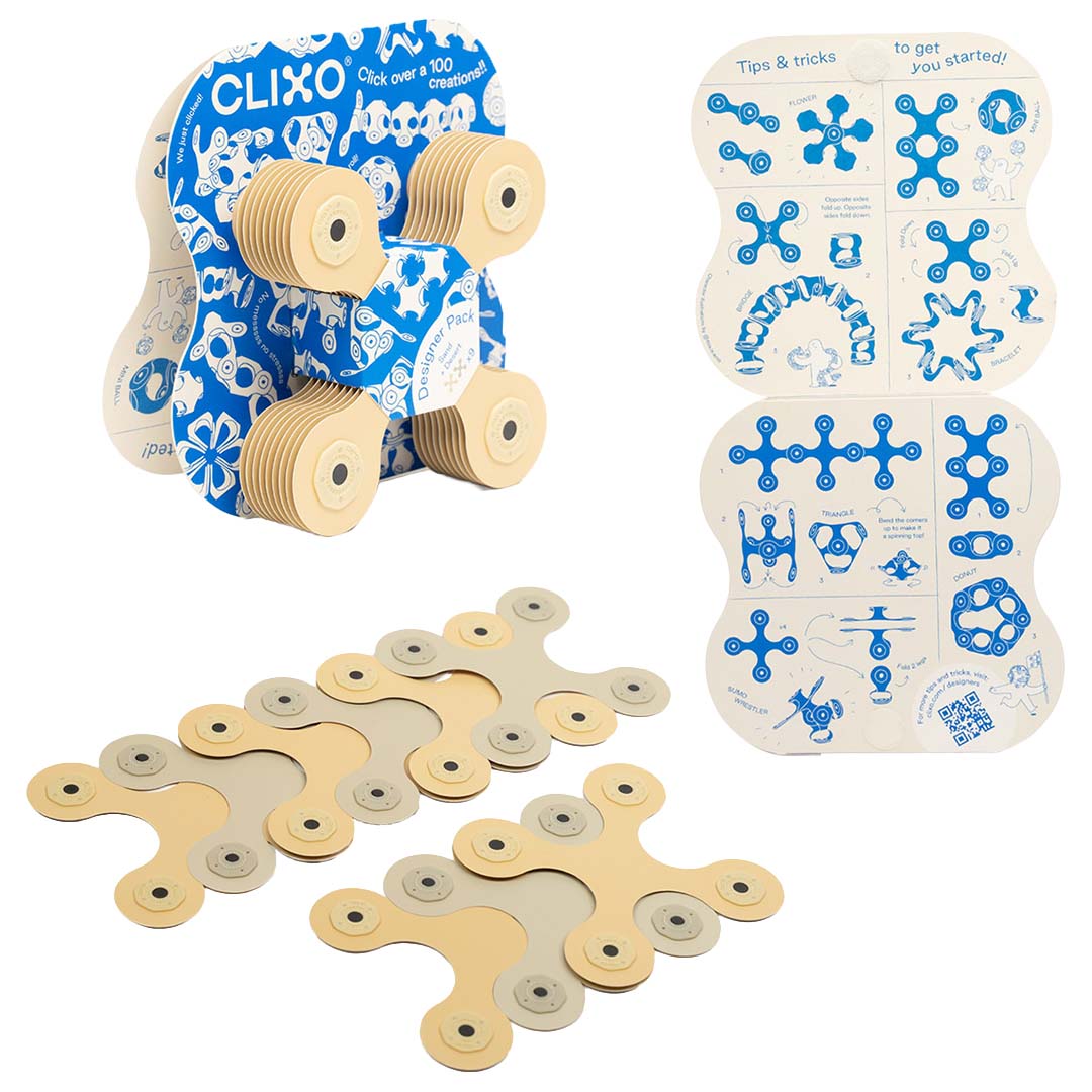 clixo magnetische bouwset designer - beige grijs - 9-delig | CL-910T-LT-1 | 