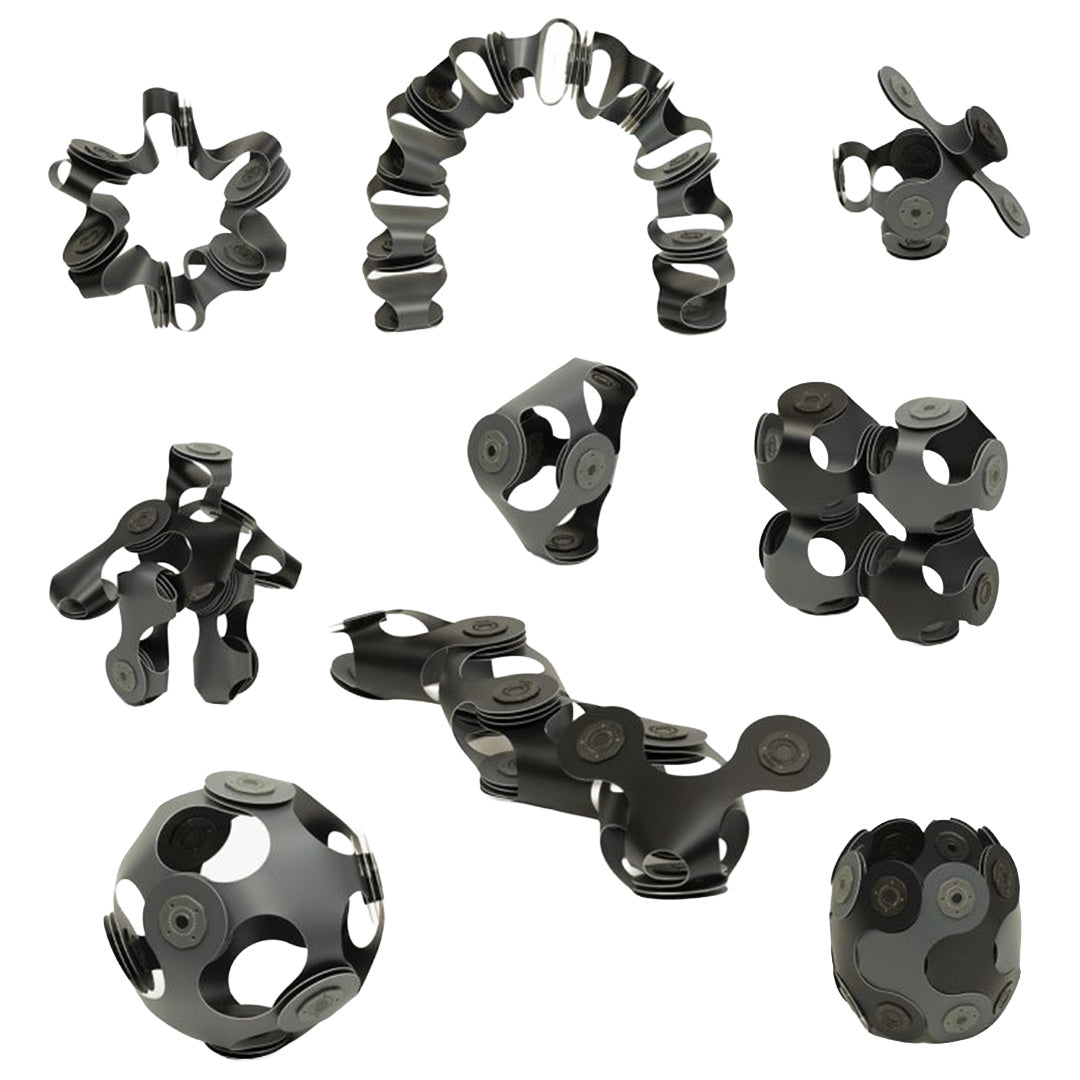 clixo magnetische bouwset designer - zwart grijs - 9-delig | CL-893T-DK-1 | 4