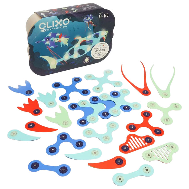 clixo magnetische bouwset ocean creatures - 24-delig | CL-DSEA-BR-1 | 