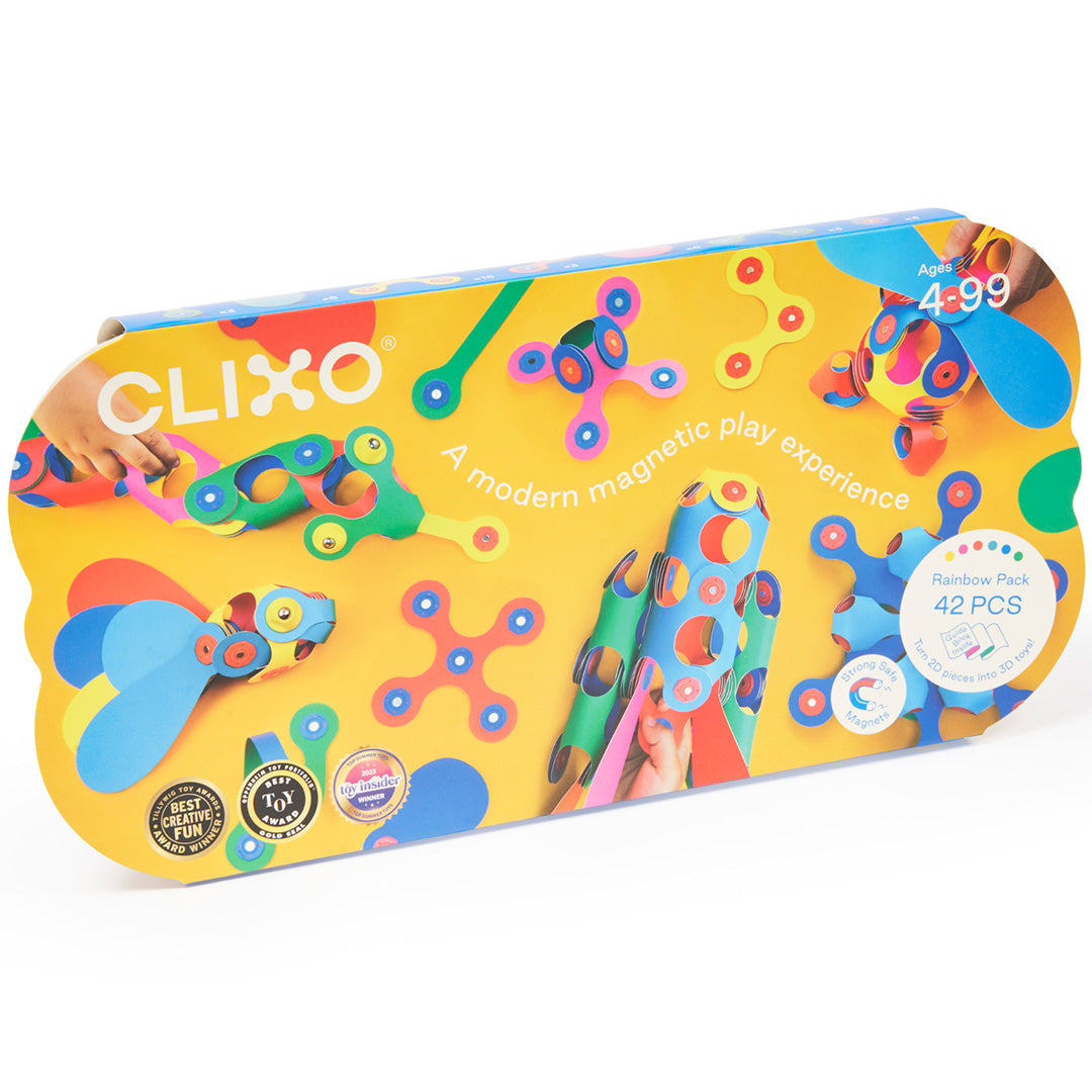 clixo jeu de construction magnétique rainbow - 42 pièces