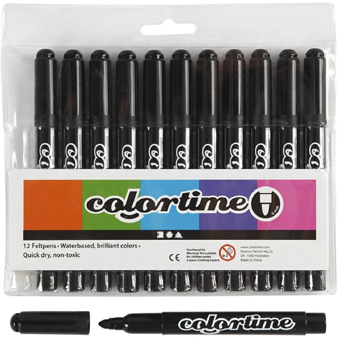 colortime viltstiften zwart - 12st | 37331 | 0