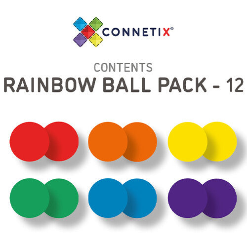connetix knikkerbaanballen rainbow - 12st    | CON-EU-12B | 4