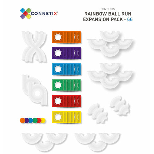 connetix magnetische tegels knikkerbaan - rainbow - 66st | CON-EU-66BR | 6