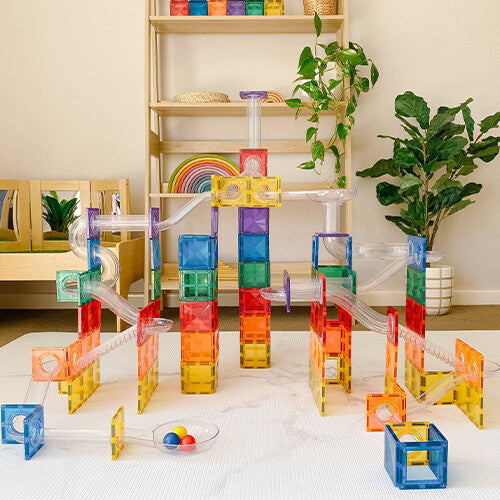 connetix magnetische tegels knikkerbaan - rainbow - 92st | CON-EU-92BR | 1