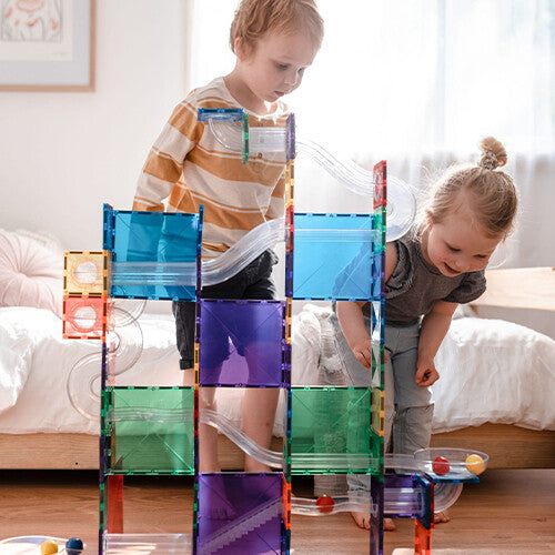 connetix magnetische tegels knikkerbaan - rainbow - 92st | CON-EU-92BR | 5