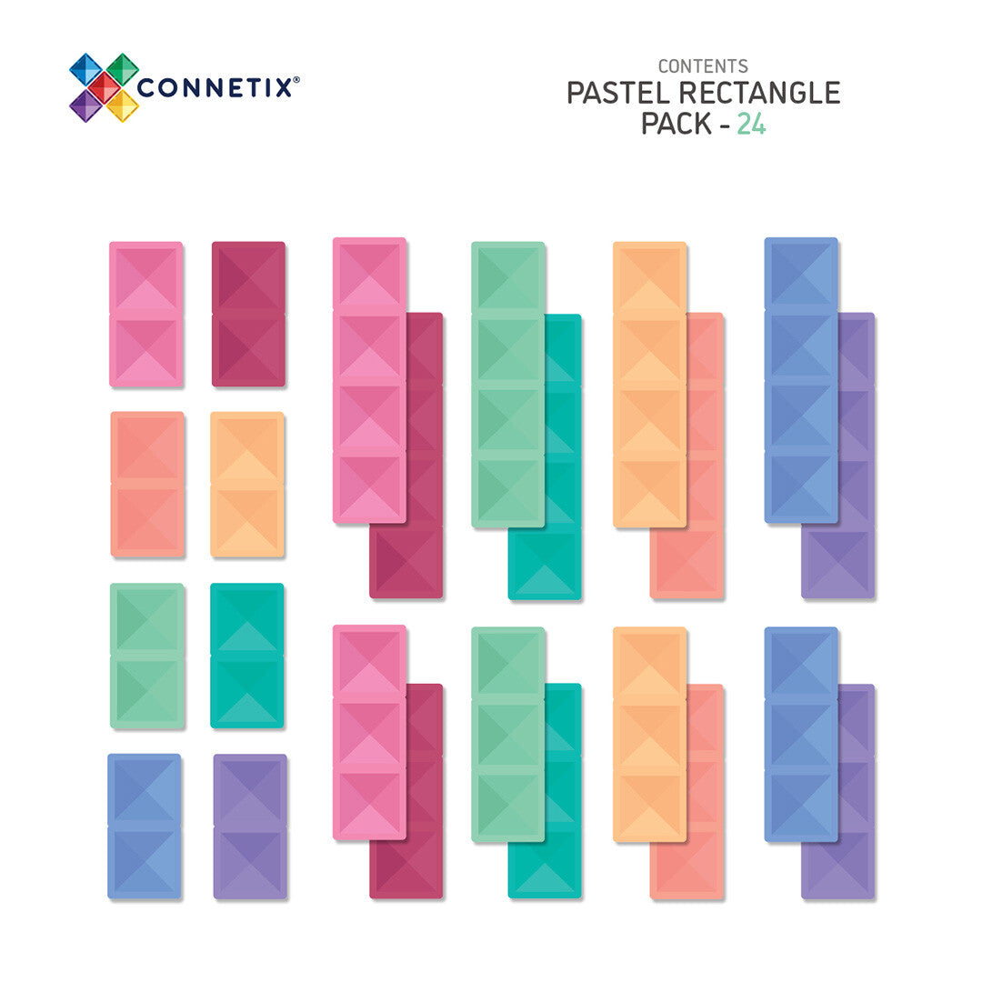 connetix magnetische tegels rectangle pack - pastel - 24st   | CON-EU-P24 | 6