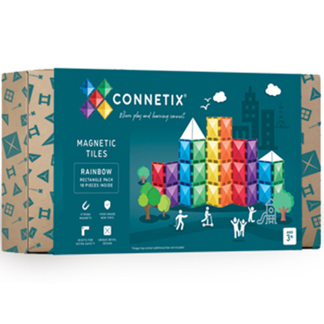 connetix magnetische tegels rectangle pack - rainbow - 18st   | CON-EU-18 | 0