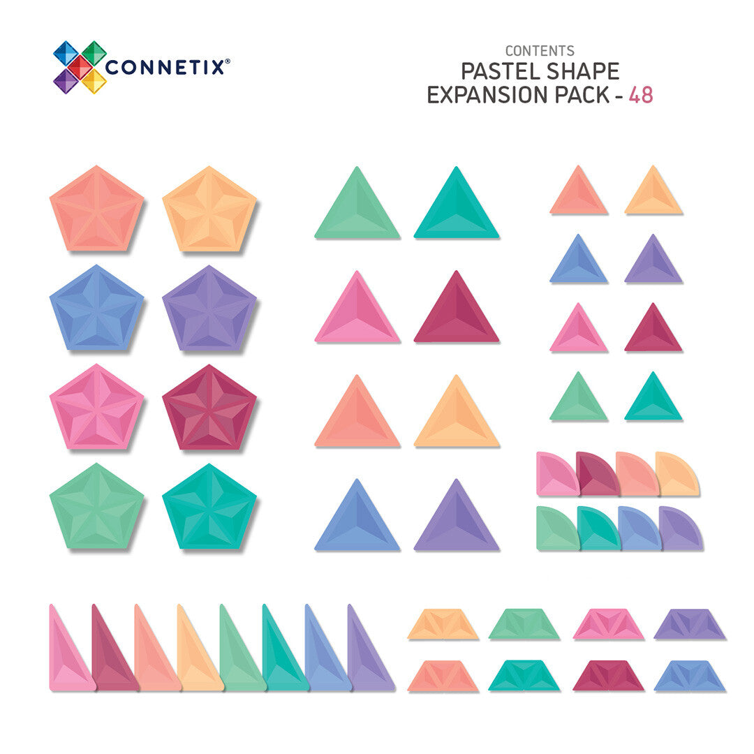 connetix magnetische tegels shape expansion pack - pastel - 48st   | CON-EU-P48SE | 7