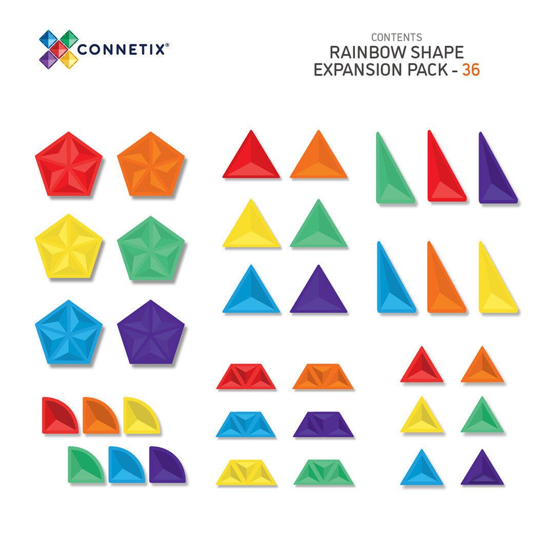 connetix magnetische tegels - shape expansion pack - rainbow - 36st    | CON-EU-36SE | 7