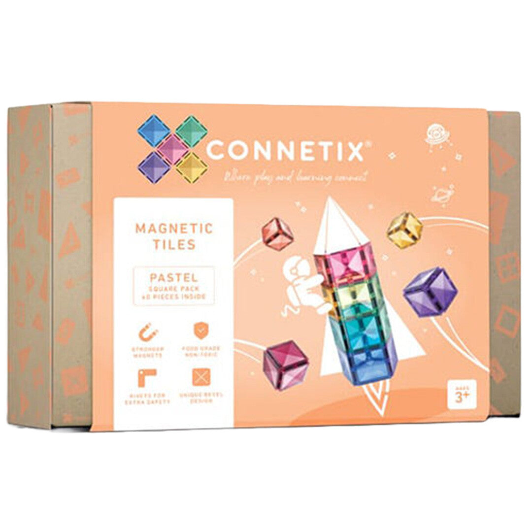 connetix magnetische tegels square pack - pastel - 40st  | CON-EU-P40S | 0