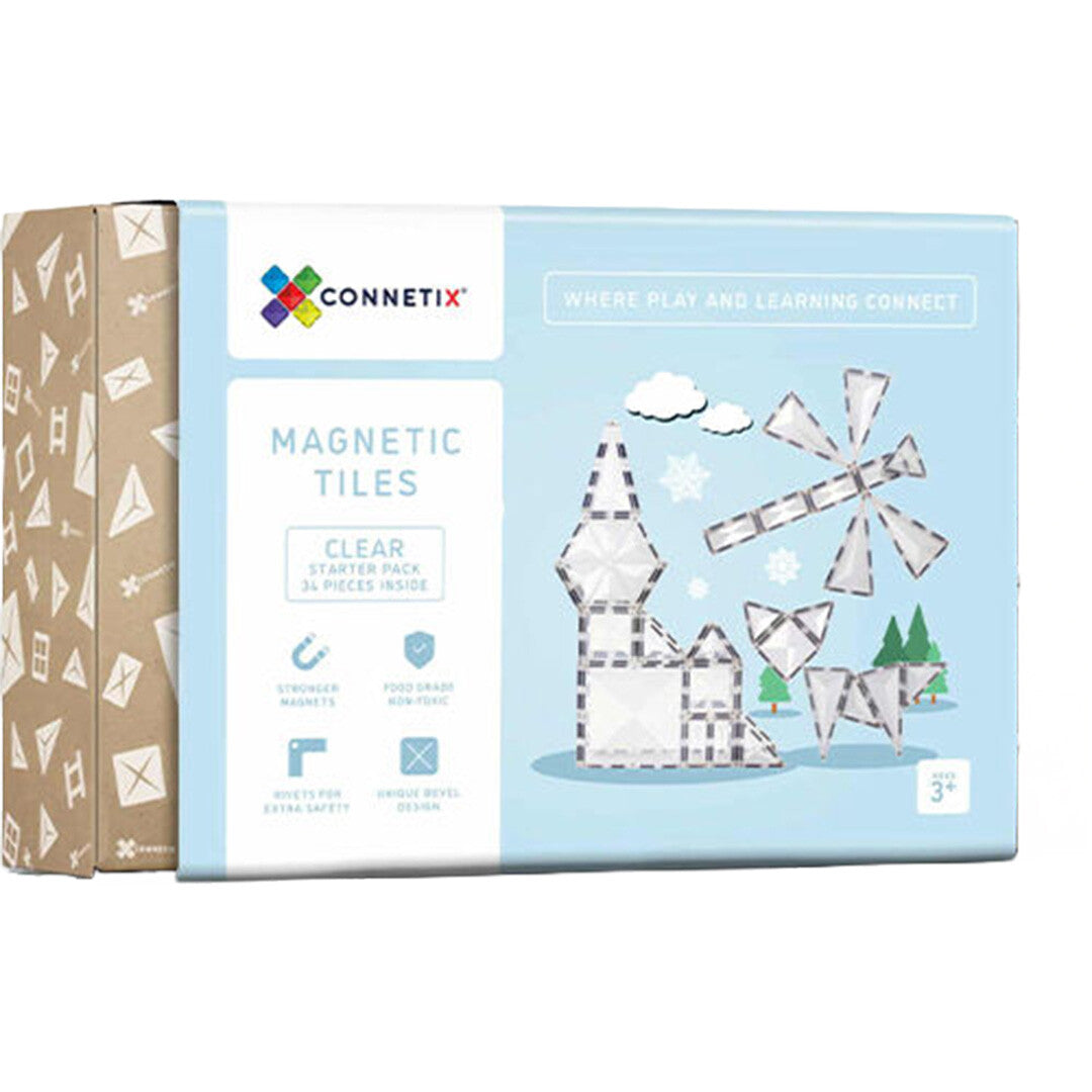 connetix magnetische tegels startersset - clear - 34st  | CON-EU-C34 | 0