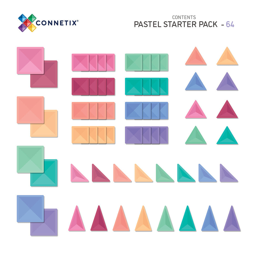 connetix magnetische tegels startersset - pastel - 64st  | CON-EU-P64 | 7