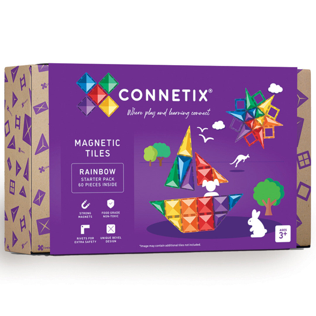 connetix magnetische tegels startersset - rainbow - 60st  | CON-EU-60 | 0