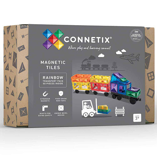 connetix magnetische tegels transport - rainbow - 50st | CON-EU-50T | 0