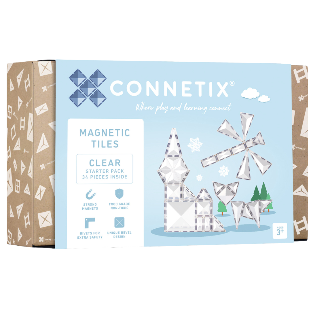connetix magnetische tegels startersset - clear - 34st  | CON-EU-C34 | 11