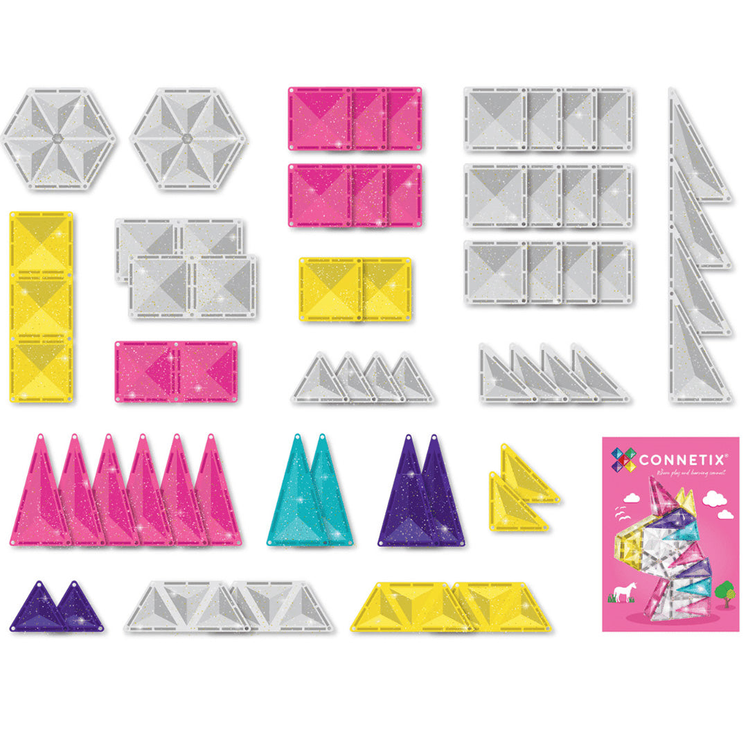 connetix magnetische tegels glitter unicorn 56st | CT-G-00056-GU | 1
