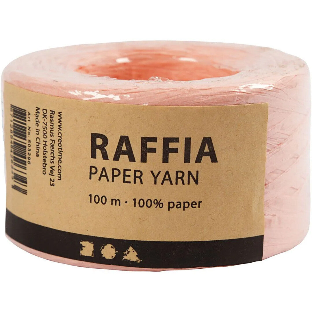 creativ company rol raffia papiergaren - lichtroze - 100m   | 503296 | 4