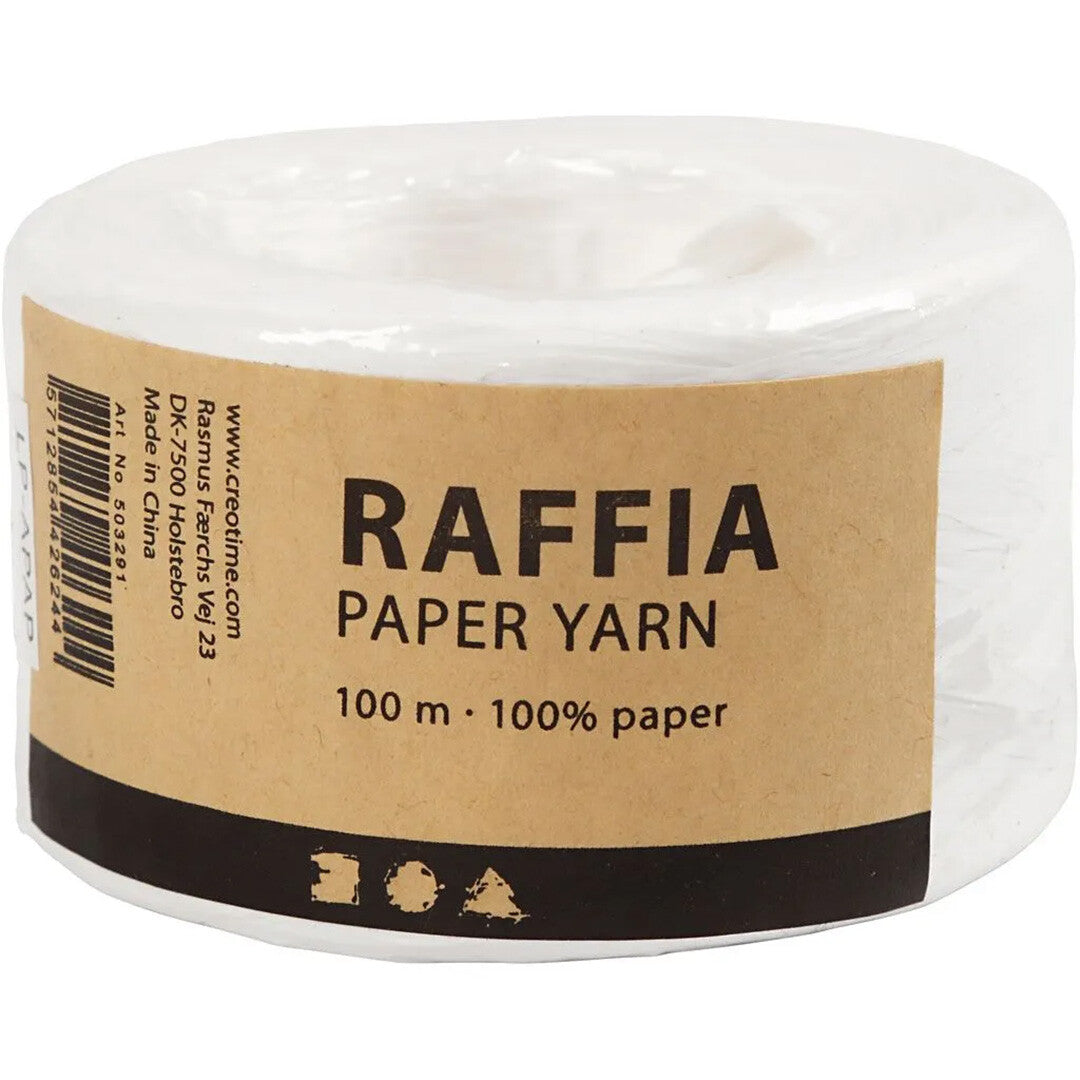 creativ company rol raffia papiergaren - wit - 100m   | 503291 | 4