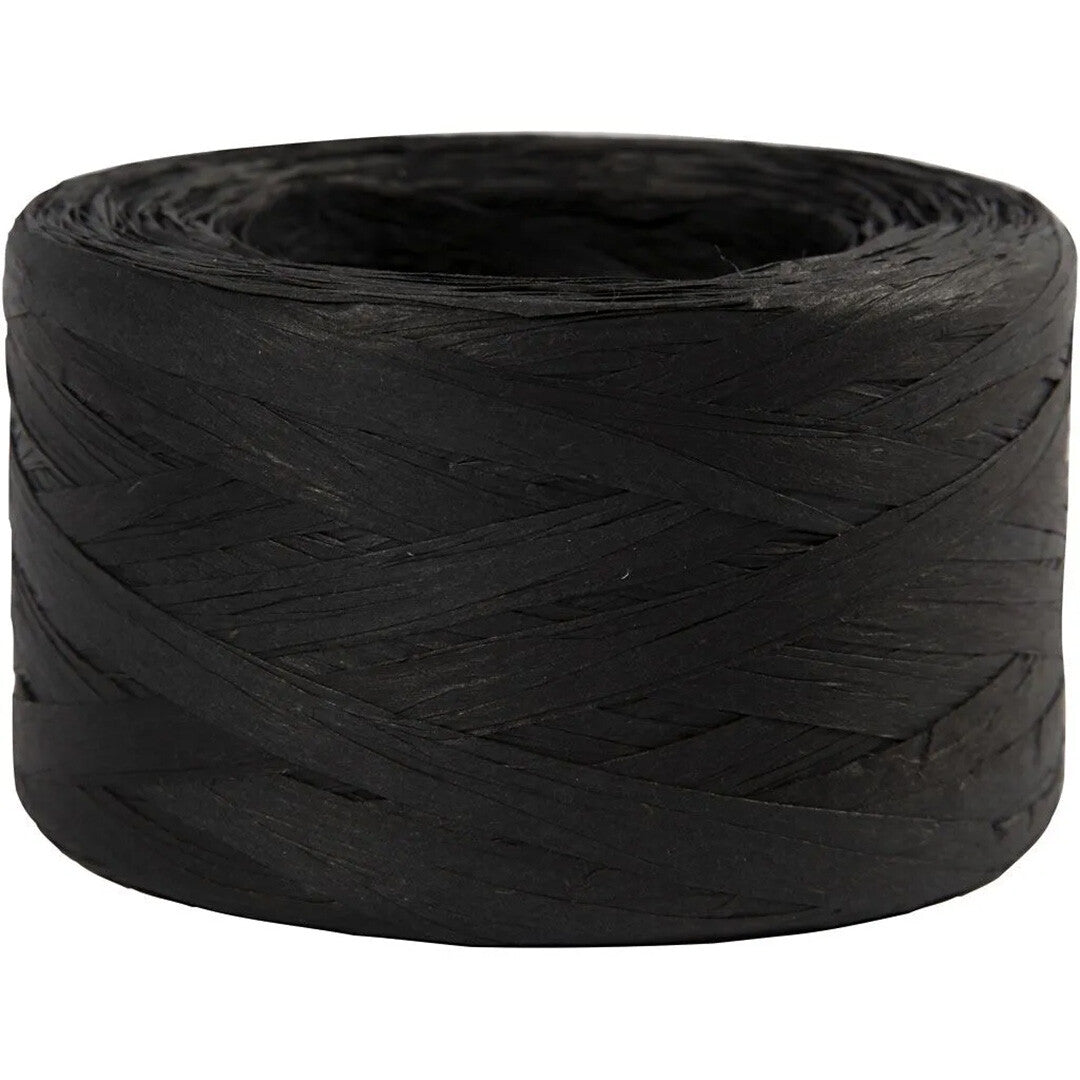 creativ company rol raffia papiergaren - zwart - 100m   | 503292 | 0