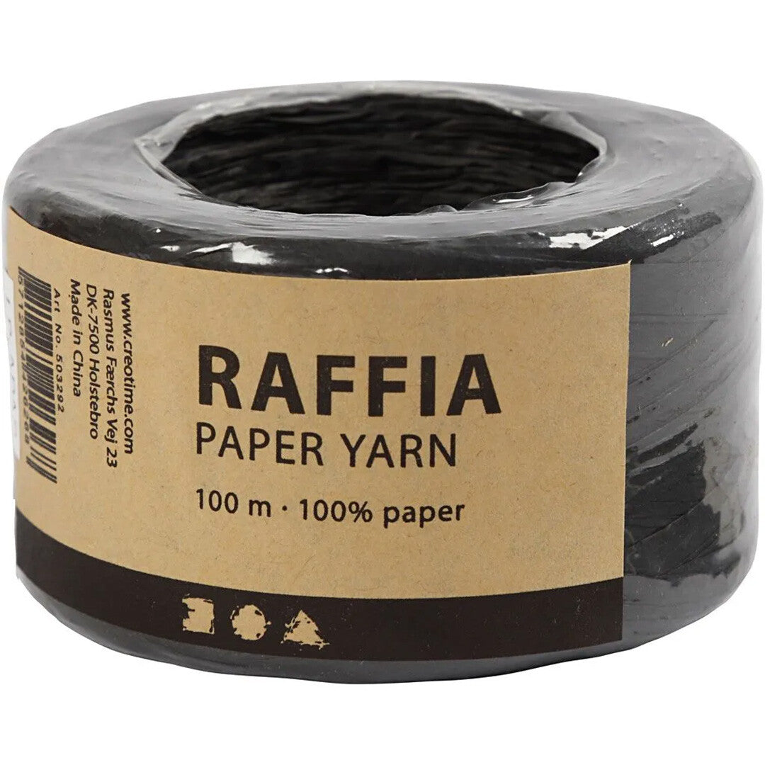 creativ company rol raffia papiergaren - zwart - 100m   | 503292 | 4